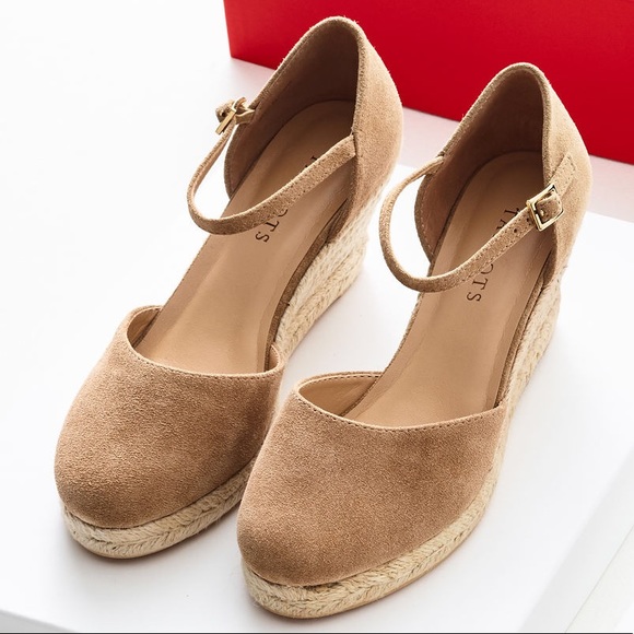 Talbots Shoes - Talbots Lindsay D’Orsay Tan Silk Suede Espadrilles